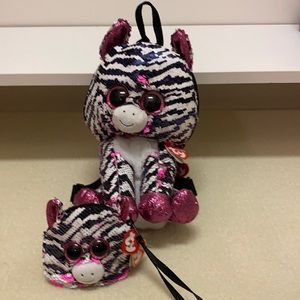 Ty zebra backpack and wristlet. Brand new